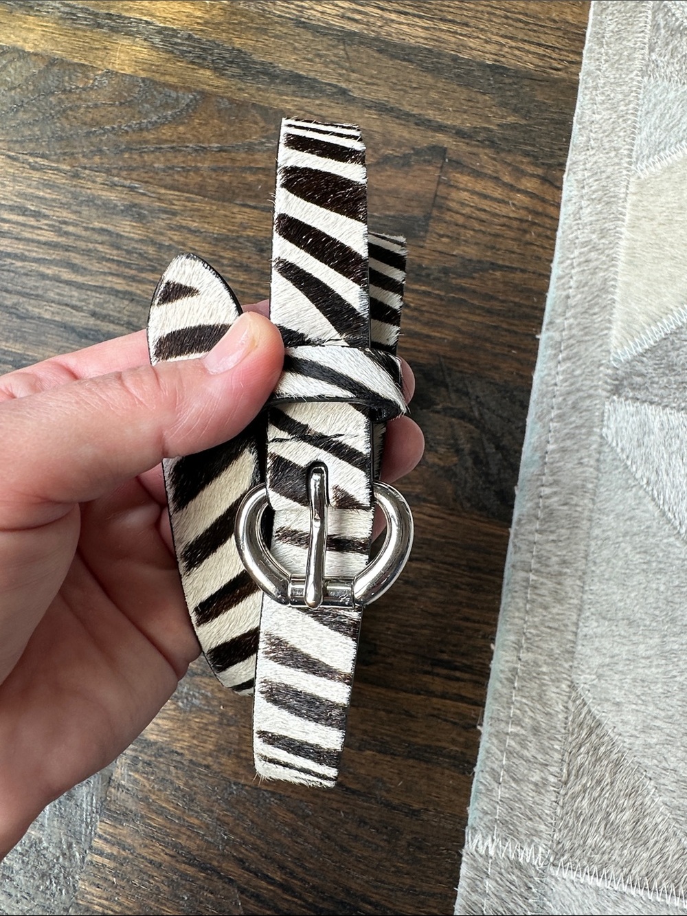 Banana Republic Zebra Leather Belt in Black & White